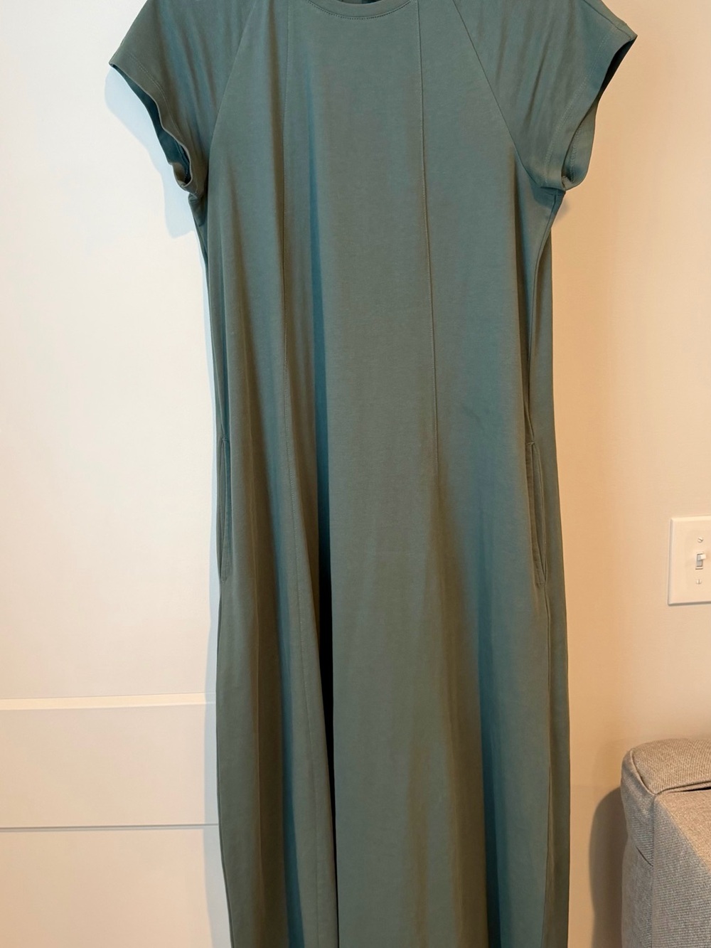 LOFT Blue/Green/Grey Toned Cap-Sleeve Maxi Dress